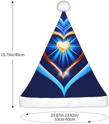 QINZHENG Sky Blue Heart Print Santa Hat for Women