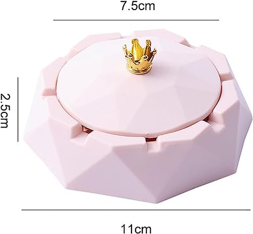 Pink Crown Stainless Steel Ashtray with Lids 1
