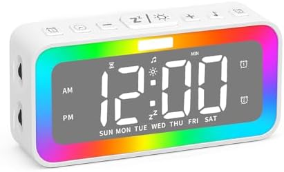 Cooluck Dual Alarm Clock with LED Night Lights and White Noise