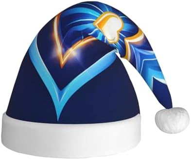 QINZHENG Sky Blue Heart Print Santa Hat for Women