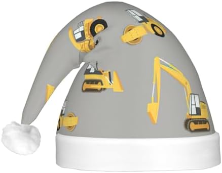 Construction Trucks Print Christmas Hat with LED Lights