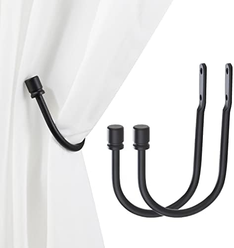 2 PCS Metal Curtain Holdbacks with Matte Black Finish