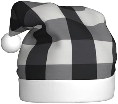 Personalized Santa Hat Black White Plaid Velvet Christmas Gift for Women