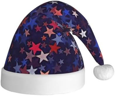 QIN ZHENG Personalized Santa Hat with Red Blue Stars Print