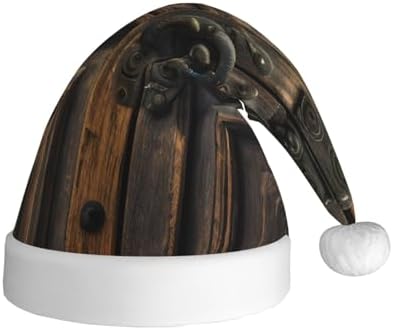 QINZHENG Rustic Antique Wooden Door Santa Hat