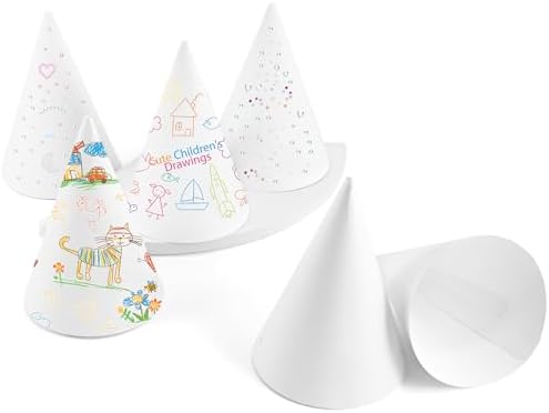 CANREVEL 50 White Party Hats for Kids and Adults