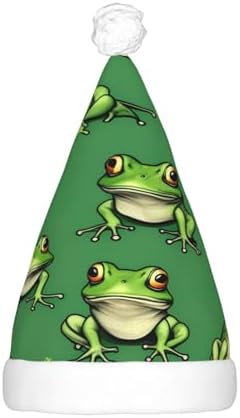 Funny Green Frogs Print LED Santa Hat for Adults Christmas Party Hat