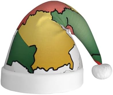 QINZHENG Abstract German Flag Santa Hat Velvet Plush Christmas Gift for Women