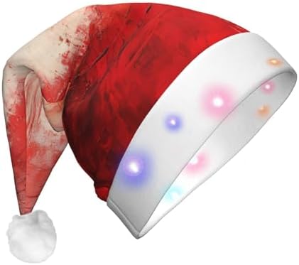 QINZHENG LED Christmas Santa Hat with Abstract Painting Print