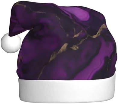 QINZHENG Dark Purple Marble Print Santa Hat