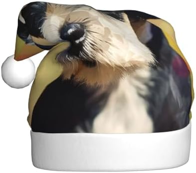 Dog2 Print Adult Christmas Santa Hat for Festive Party
