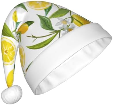 QINZHENG Personalized Santa Hat with Fresh Tropical Lemons Print