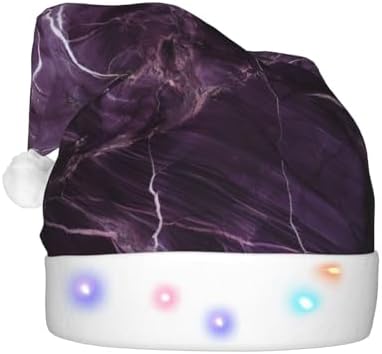 QINZHENG LED Purple Marble Santa Hat for Christmas Party