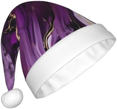 QINZHENG Personalized Santa Hat with Dark Purple Texture Marble Print