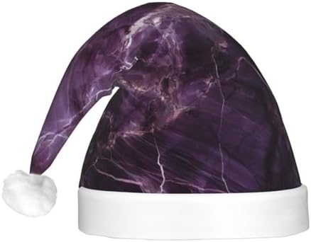 QINZHENG LED Purple Marble Santa Hat for Christmas Party