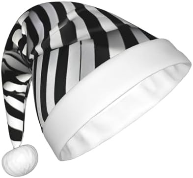 QINZHENG Zebra Print Santa Hat Personalized Velvet Plush Christmas Headwear