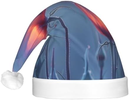 QinZheng LED Santa Hat with 3 Flowers 2 Print