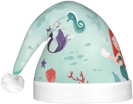 QINZHENG Mermaid Print LED Santa Hat for Christmas Party