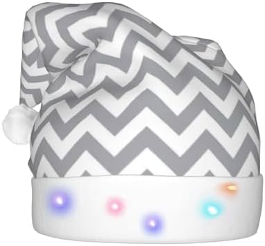Gray Waves Striped Christmas Hat with Lights