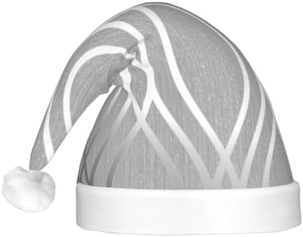 Silver Geometric Print LED Christmas Hat for Adults