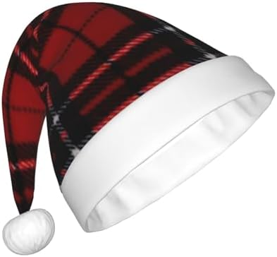 QINZHENG Red Black Plaid Santa Hat Christmas Gift
