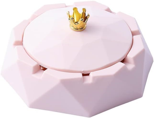 Pink Crown Stainless Steel Ashtray with Lids 1