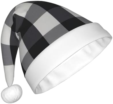 Personalized Santa Hat Black White Plaid Velvet Christmas Gift for Women