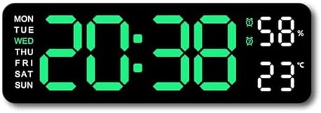 USB Powered Large Digital Wall Clock Black Green