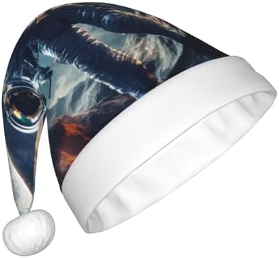 QINZHENG Galaxy Print Santa Hat for Women