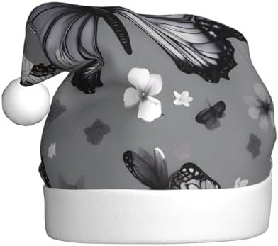 Gray Teal Butterfly Christmas Santa Hat Plush