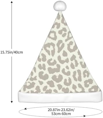 Brown Pattern Leopard Santa Hat Plush Christmas Hat for Adults