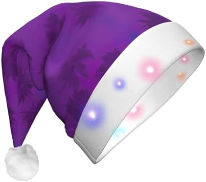 QINZHENG Purple Haze04 Print Santa Hat with LED Lights
