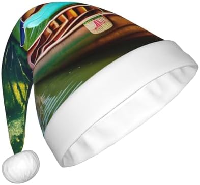QinZheng Personalized Santa Hat with Lake Boats Canoes Park Print