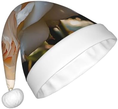 QINZHENG White Rose Santa Hat for Women