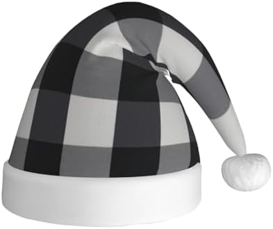 Personalized Santa Hat Black White Plaid Velvet Christmas Gift for Women