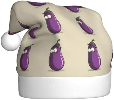 QinZheng Cartoon Eggplant Santa Hat Christmas Gift for Women