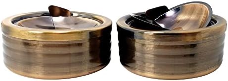 Smokeless Metal Ashtray with Lid Cover - Gold Rose Gold Silver