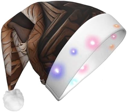 QinZheng Music Guitar Christmas Santa Hat Unisex LED Holiday Hat