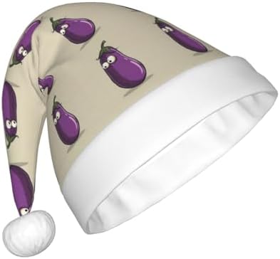 QinZheng Cartoon Eggplant Santa Hat Christmas Gift for Women