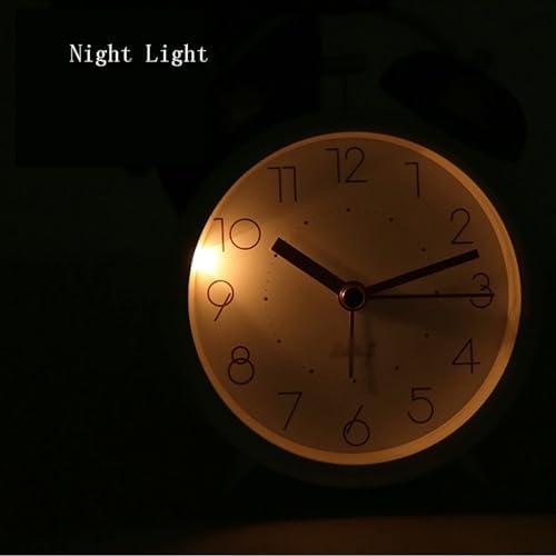 4 Inch Silent Non Ticking Analog Alarm Clock with Backlight and Double Bell