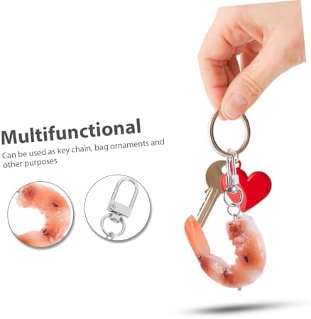 VALICLUD 4pcs Creative Imitation Shrimp Keychain Charms