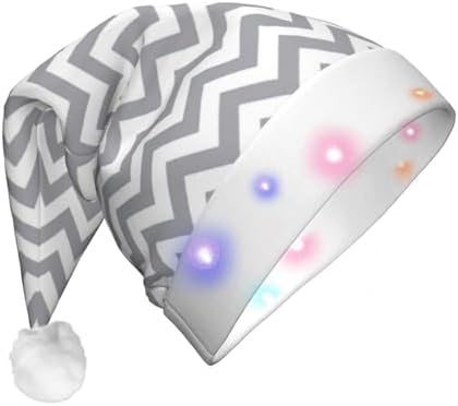 Gray Waves Striped Christmas Hat with Lights