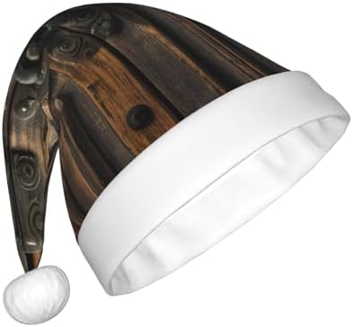 QINZHENG Rustic Antique Wooden Door Santa Hat