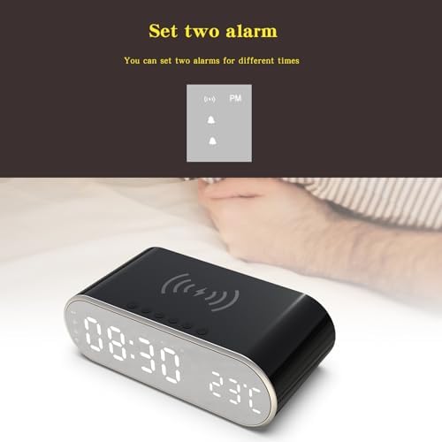 QAOZUOI Smart Wireless Charging Alarm Clock with Temperature Display
