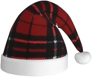 QINZHENG Red Black Plaid Santa Hat Christmas Gift