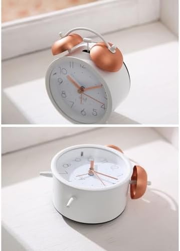 4 Inch Silent Non Ticking Analog Alarm Clock with Backlight and Double Bell