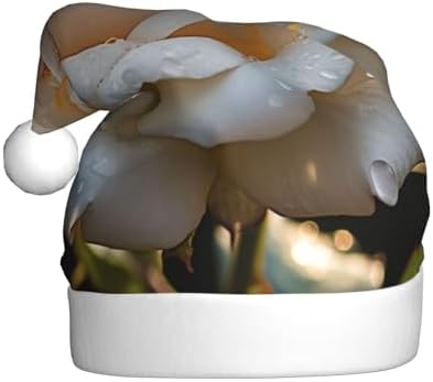 QINZHENG White Rose Santa Hat for Women
