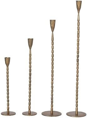 Creative Co-Op 4-Piece Gold Taper Candle Holders