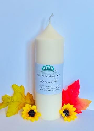 Unscented Handmade Soy Wax Pillar Candle 9 oz