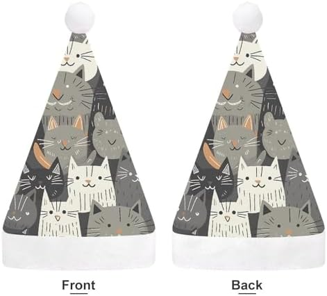 Santa Hat Christmas Tree Style Cat Xmas Hat for Adults